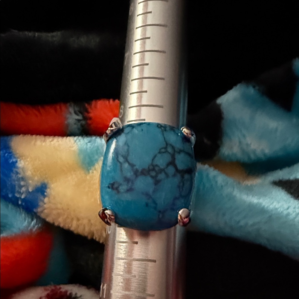 NWT Women’s Faux Turquoise Elegant Blue Stone Electroplated Silver Ring size 9.5